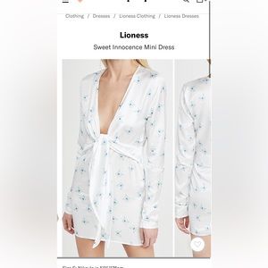 Lioness blue silk mini dress with wrap front - size XS